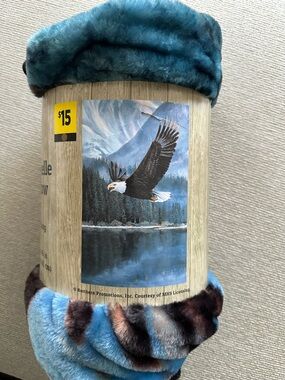 Rachel Plush Faux Fur Throw in Blue and Brown